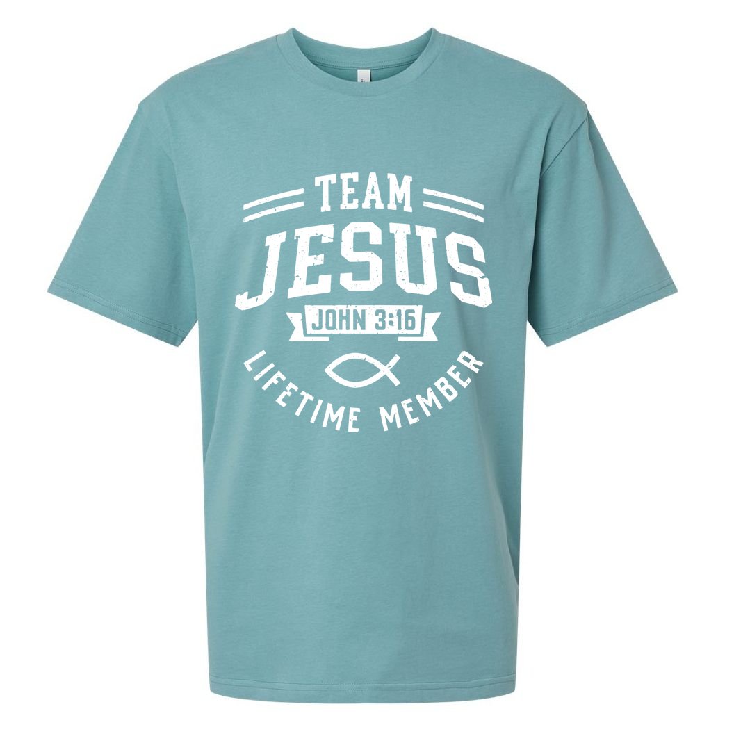 Team Jesus Christian Faith Religious Gift Sueded Cloud Jersey T-Shirt