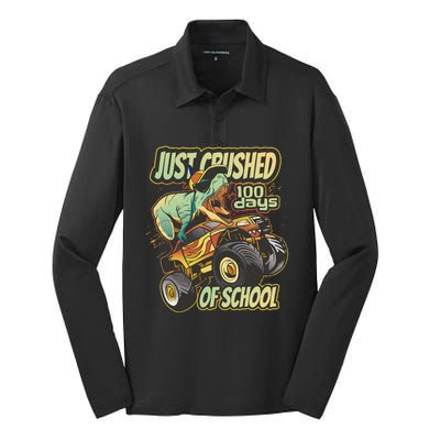 TRex Just Crushed 100 Days Of School Silk Touch Performance Long Sleeve Polo