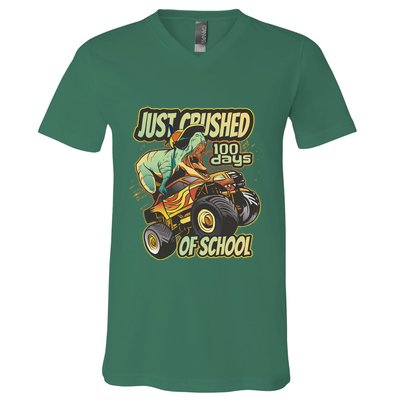 TRex Just Crushed 100 Days Of School V-Neck T-Shirt