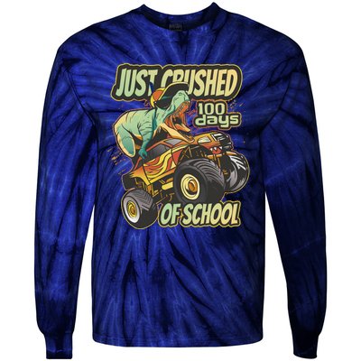 TRex Just Crushed 100 Days Of School Tie-Dye Long Sleeve Shirt