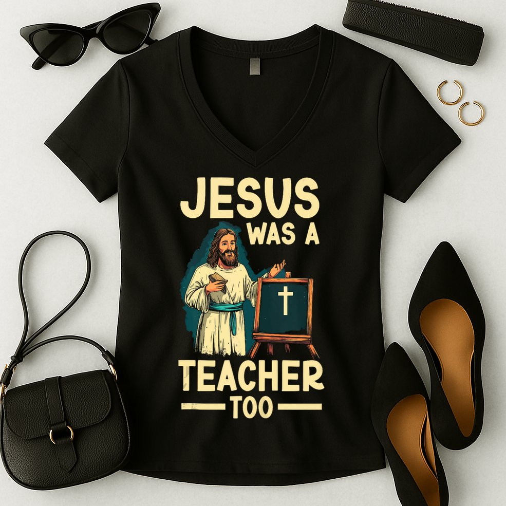 Teaching Jesus Christ Religion Christian School Teacher Women's V-Neck T-Shirt