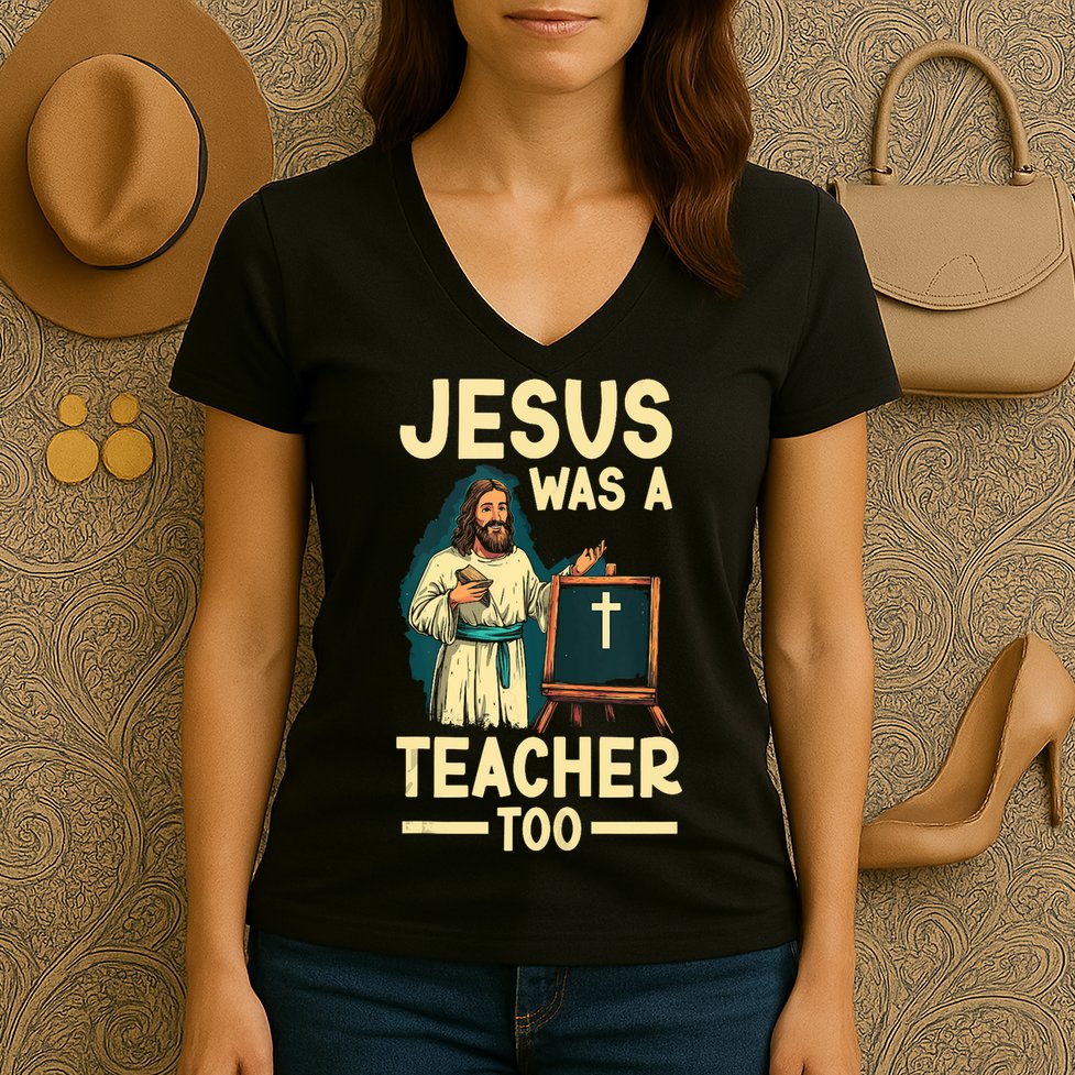 Teaching Jesus Christ Religion Christian School Teacher Women's V-Neck T-Shirt