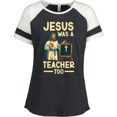 Teaching Jesus Christ Religion Christian School Teacher Enza Ladies Jersey Colorblock Tee