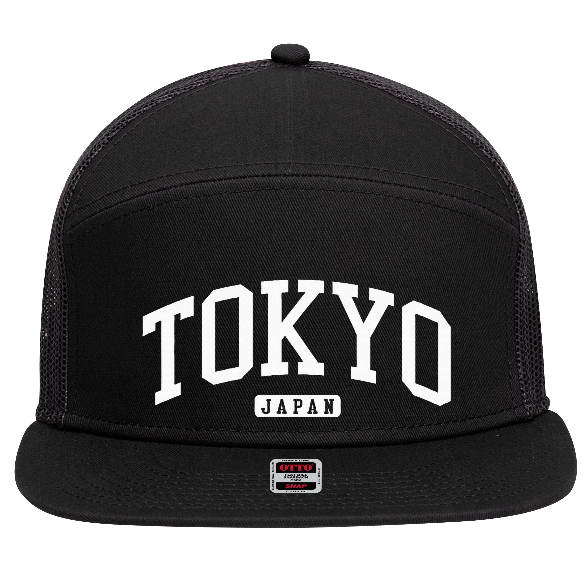 Tokyo Japan College University Style 7 Panel Mesh Trucker Snapback Hat