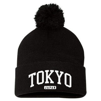 Tokyo Japan College University Style Pom Pom 12in Knit Beanie