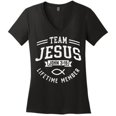 Team Jesus Christian Gifts Women's V-Neck T-Shirt