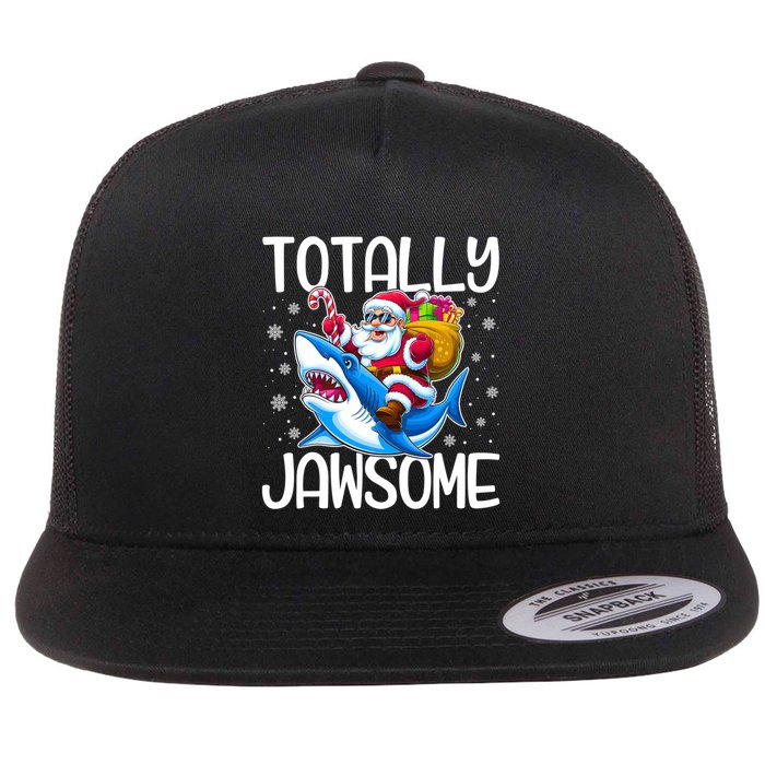 Totally Jawsome Christmas Shark Santa Hat Lights Snowflakes Gift Flatbill Hat