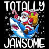 Totally Jawsome Christmas Shark Santa Hat Lights Snowflakes Gift Flatbill Hat