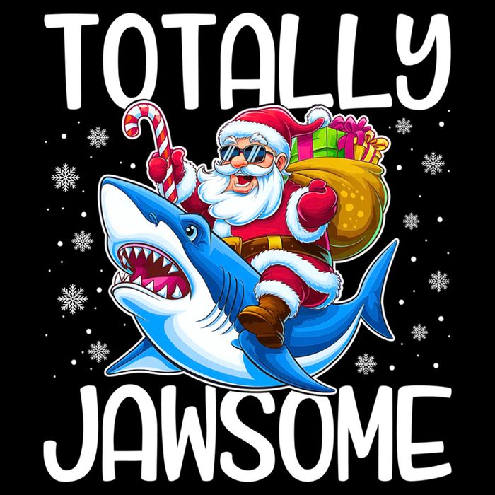 Totally Jawsome Christmas Shark Santa Hat Lights Snowflakes Gift Flatbill Hat