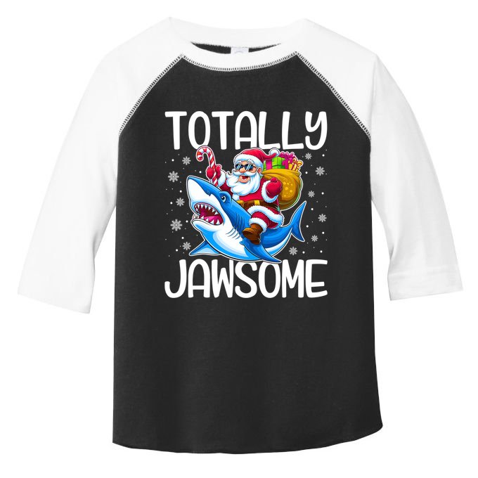 Totally Jawsome Christmas Shark Santa Hat Lights Snowflakes Gift Toddler Fine Jersey T-Shirt