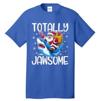 Totally Jawsome Christmas Shark Santa Hat Lights Snowflakes Gift Tall T-Shirt