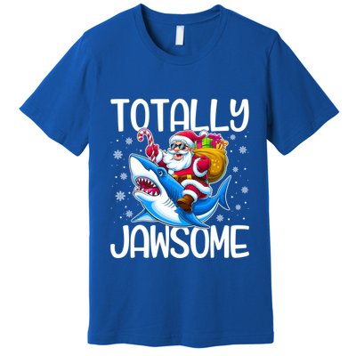 Totally Jawsome Christmas Shark Santa Hat Lights Snowflakes Gift Premium T-Shirt