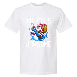 Totally Jawsome Christmas Shark Santa Hat Lights Snowflakes Gift Garment-Dyed Heavyweight T-Shirt