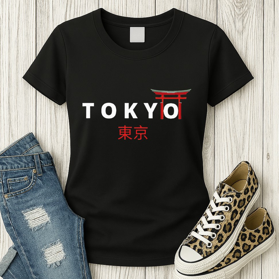 Tokyo Japanese Fonts  Kanji Japan Desing Womens T-Shirt