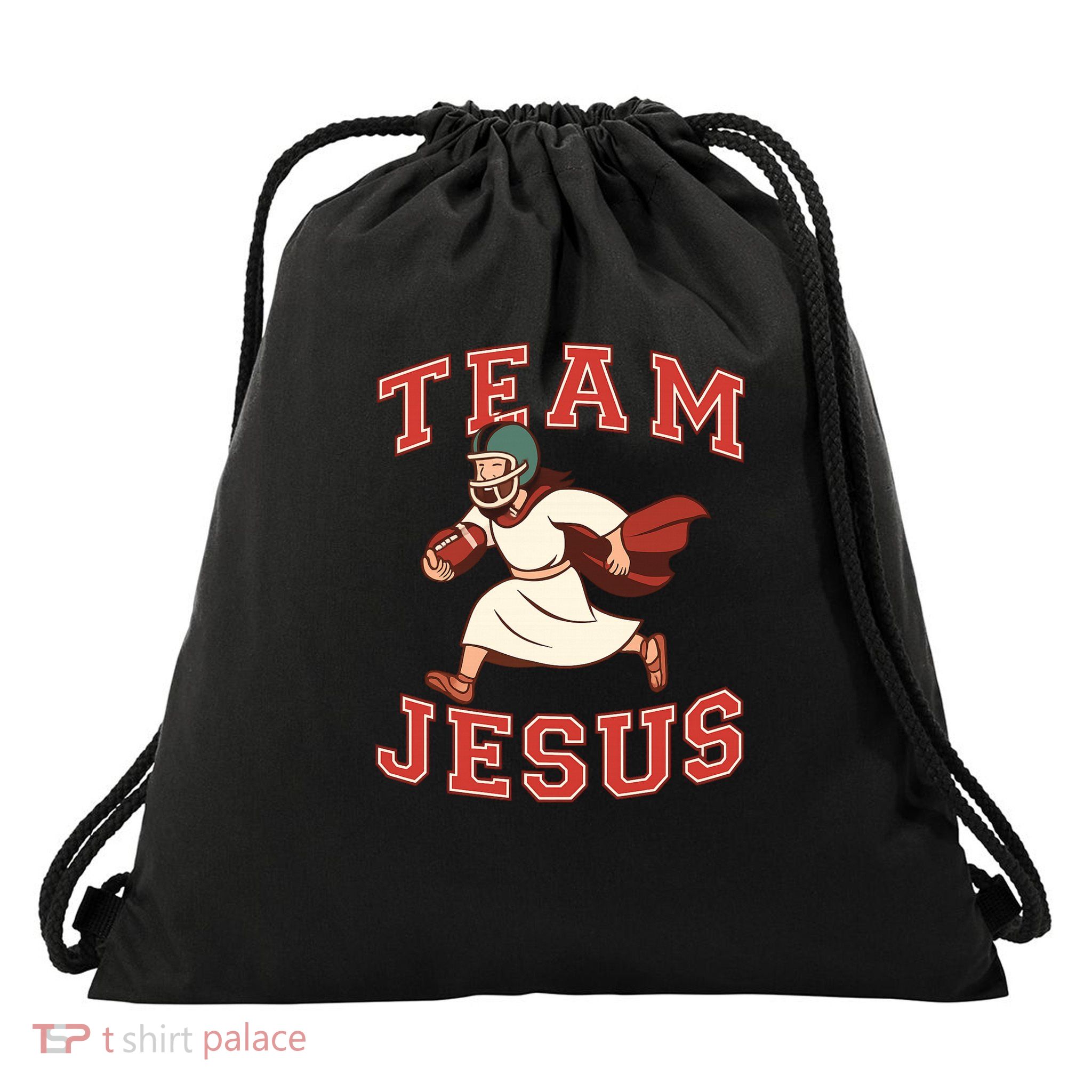 Team Jesus Football Drawstring Bag