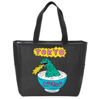 Tokyo Japan Funny Vintage Monster Attack On Soup Ramen Gifts Zip Tote Bag