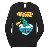 Tokyo Japan Funny Vintage Monster Attack On Soup Ramen Gifts Long Sleeve Shirt