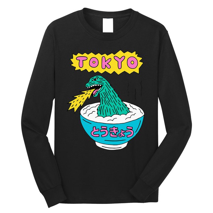 Tokyo Japan Funny Vintage Monster Attack On Soup Ramen Gifts Long Sleeve Shirt