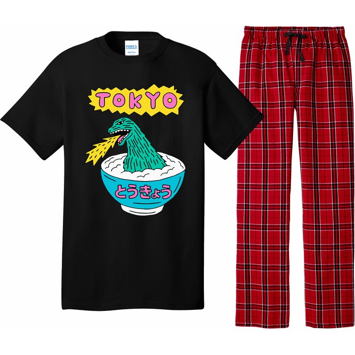 Tokyo Japan Funny Vintage Monster Attack On Soup Ramen Gifts Pajama Set