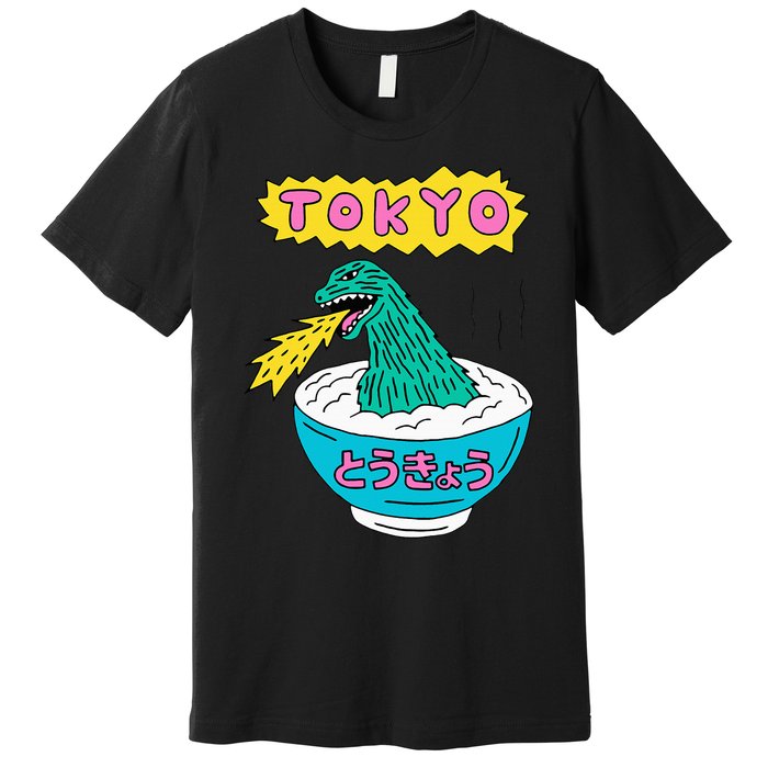 Tokyo Japan Funny Vintage Monster Attack On Soup Ramen Gifts Premium T-Shirt