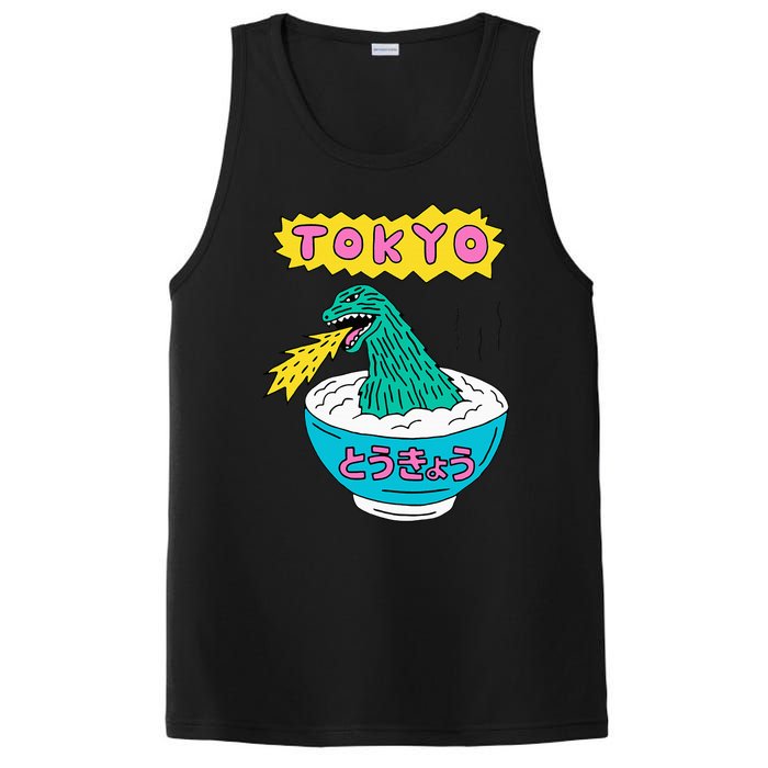 Tokyo Japan Funny Vintage Monster Attack On Soup Ramen Gifts PosiCharge Competitor Tank