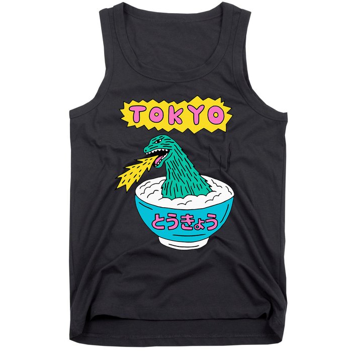 Tokyo Japan Funny Vintage Monster Attack On Soup Ramen Gifts Tank Top