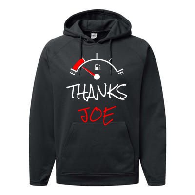 Thanks Joe Gas Tank On E Anti Biden Performance Fleece Hoodie