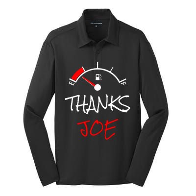 Thanks Joe Gas Tank On E Anti Biden Silk Touch Performance Long Sleeve Polo