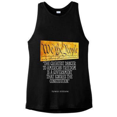 Thomas Jefferson Greatest Danger To American Freedom Ladies PosiCharge Tri-Blend Wicking Tank