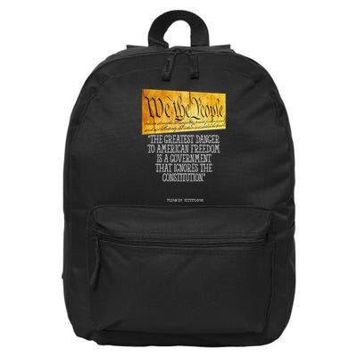Thomas Jefferson Greatest Danger To American Freedom 16 in Basic Backpack
