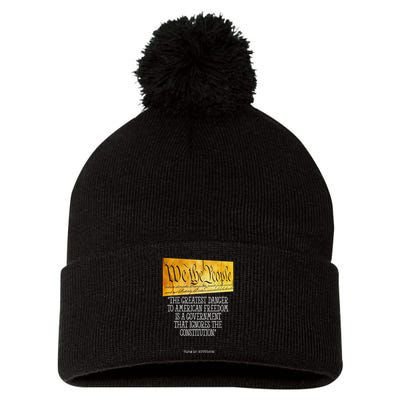 Thomas Jefferson Greatest Danger To American Freedom Pom Pom 12in Knit Beanie