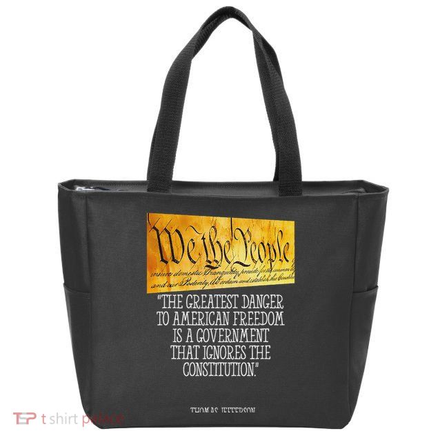 Thomas Jefferson Greatest Danger To American Freedom Zip Tote Bag