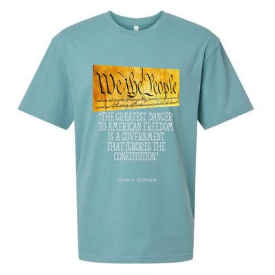 Thomas Jefferson Greatest Danger To American Freedom Sueded Cloud Jersey T-Shirt