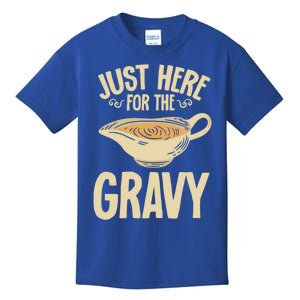 Thanksgiving Just Here For The Gravy Turkey Football Meaningful Gift Kids T-Shirt