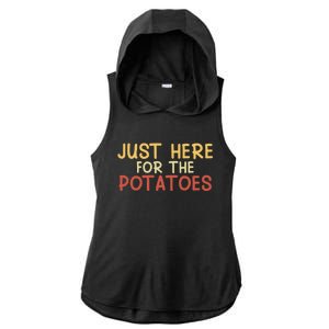 Thanksgiving Just Here For The Potatoes Turkey Football Gift Ladies PosiCharge Tri-Blend Wicking Draft Hoodie Tank