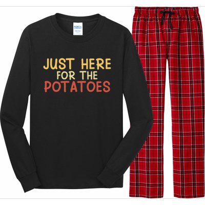 Thanksgiving Just Here For The Potatoes Turkey Football Gift Long Sleeve Pajama Set