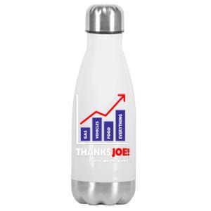 Thanks Joe High Inflation Funny Anti Biden Protest Stainless Steel Insulated Water Bottle