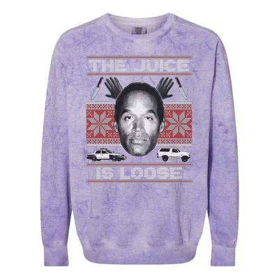 The Juice Is Loose OJ Ugly Christmas Sweater Colorblast Crewneck Sweatshirt