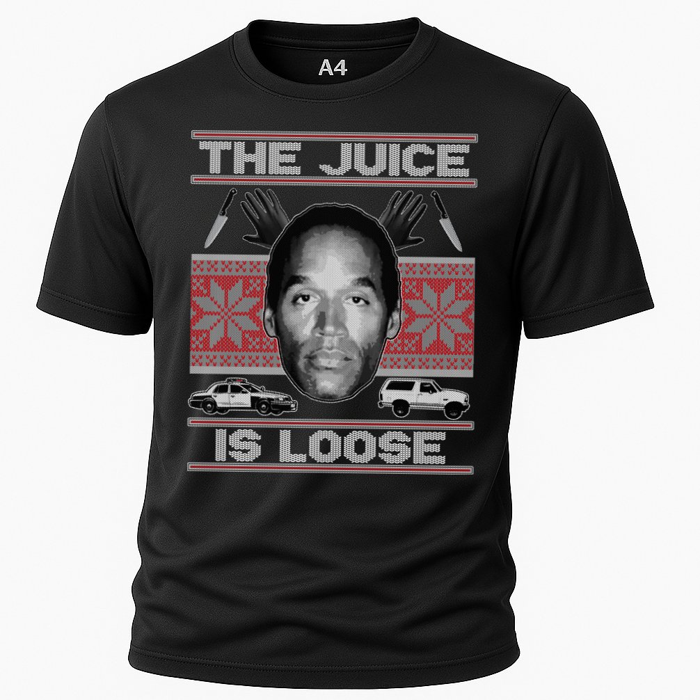 The Juice Is Loose OJ Ugly Christmas Sweater Cooling Performance Crew T-Shirt