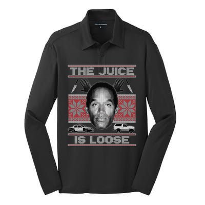 The Juice Is Loose OJ Ugly Christmas Sweater Silk Touch Performance Long Sleeve Polo