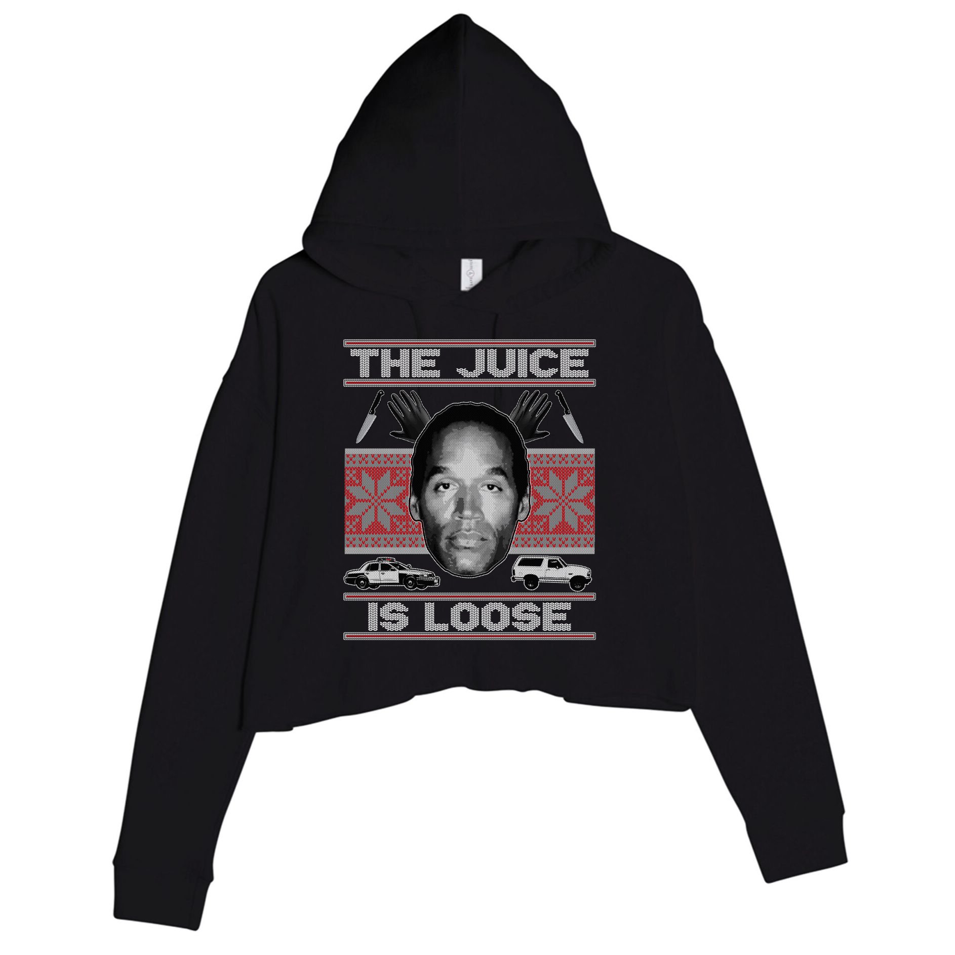 The Juice Is Loose OJ Ugly Christmas Sweater Crop Fleece Hoodie
