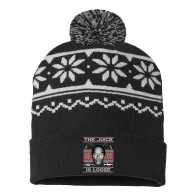 The Juice Is Loose OJ Ugly Christmas Sweater USA-Made Snowflake Beanie