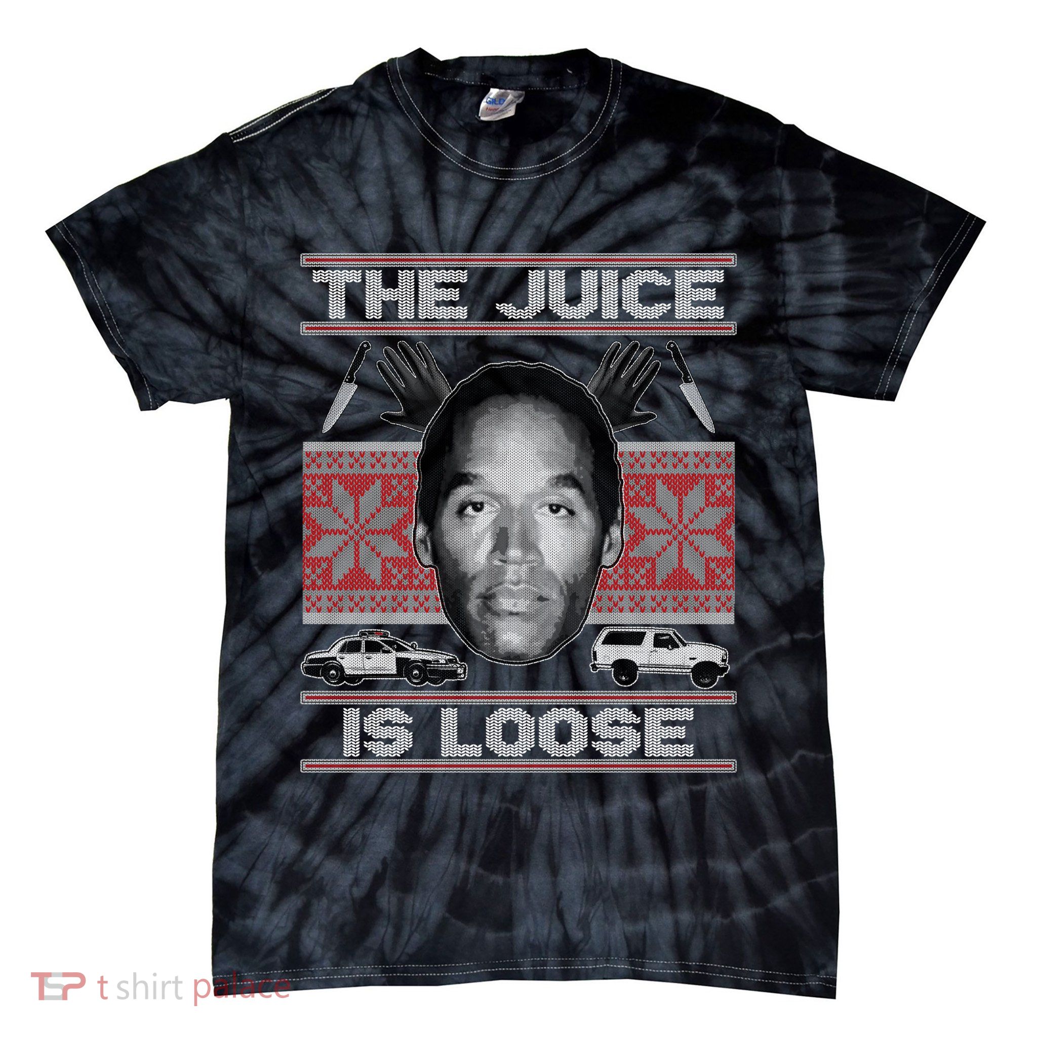 The Juice Is Loose OJ Ugly Christmas Sweater Tie-Dye T-Shirt