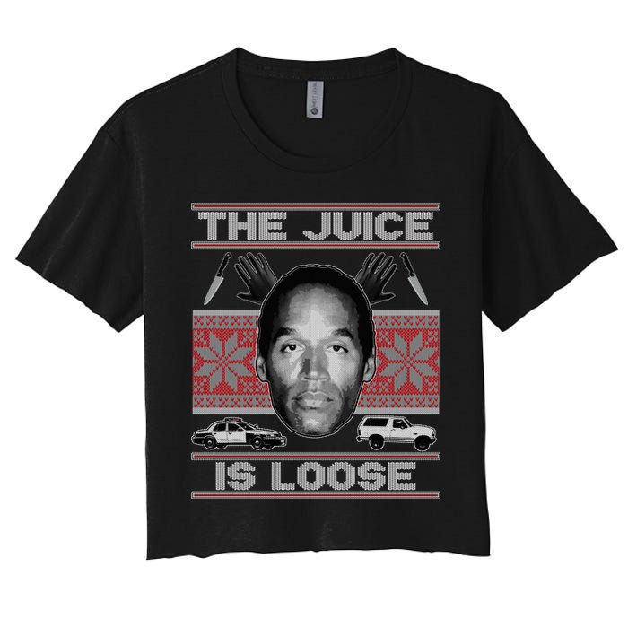 The Juice Is Loose OJ Ugly Christmas Sweater Women's Crop Top Tee