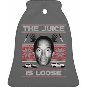 The Juice Is Loose OJ Ugly Christmas Sweater Ceramic Bell Ornament