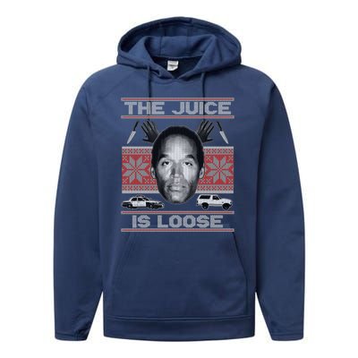 The Juice Is Loose OJ Ugly Christmas Sweater Performance Fleece Hoodie