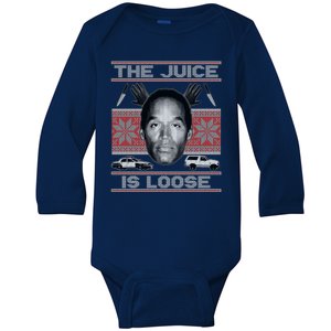 The Juice Is Loose OJ Ugly Christmas Sweater Baby Long Sleeve Bodysuit