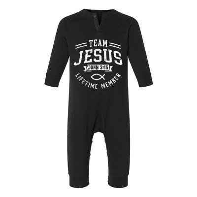 Team Jesus John 316 Lifetime Member God Christian Gift Infant Fleece One Piece