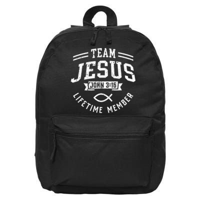 Team Jesus John 316 Lifetime Member God Christian Gift 16 in Basic Backpack