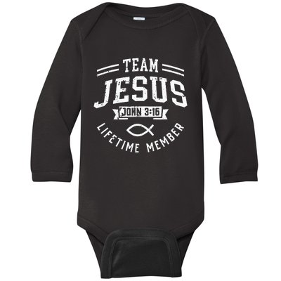 Team Jesus John 316 Lifetime Member God Christian Gift Baby Long Sleeve Bodysuit